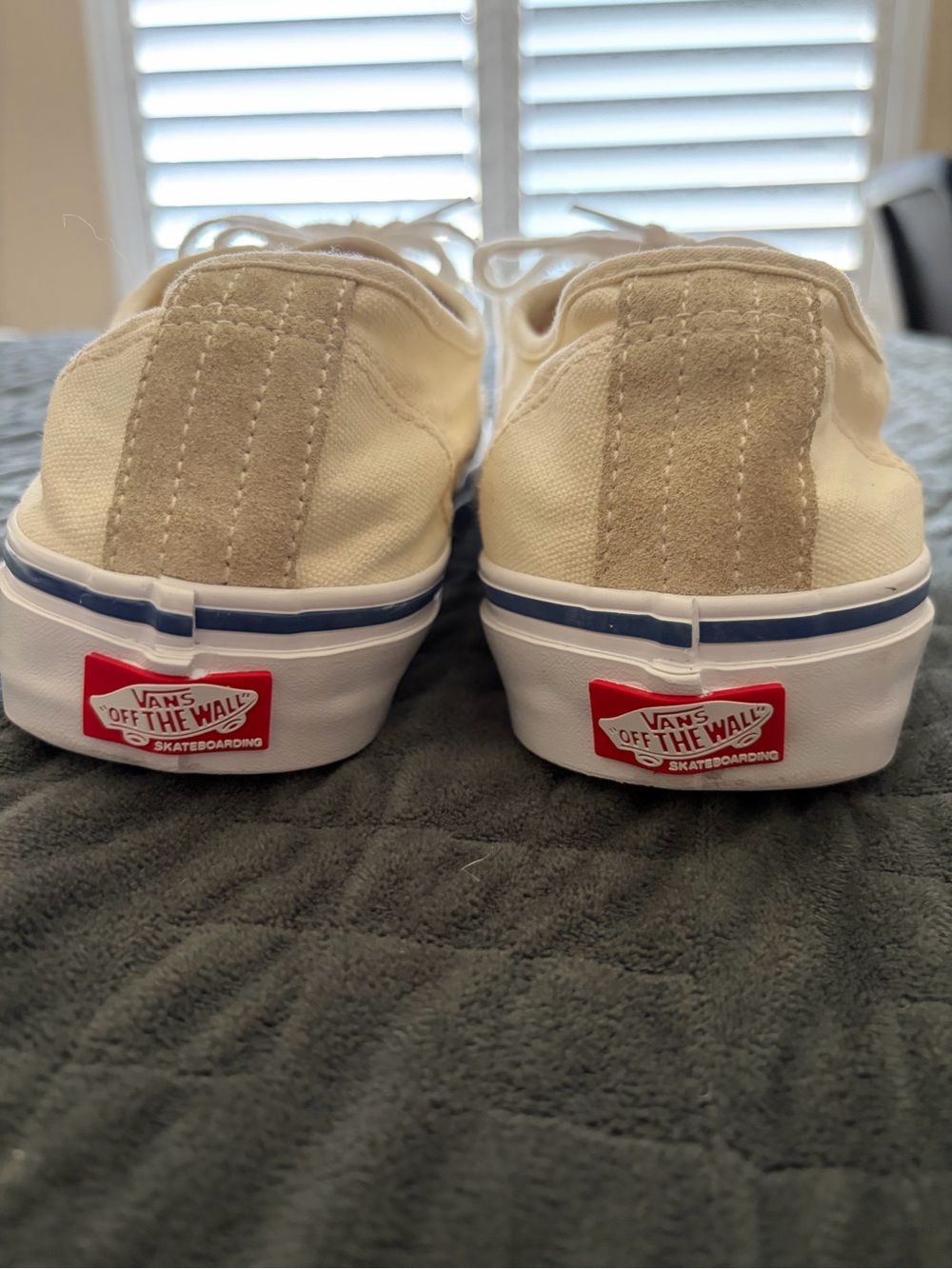 Vans Beige and Blue Low-Top Canvas Sneakers - Picture 4 of 6